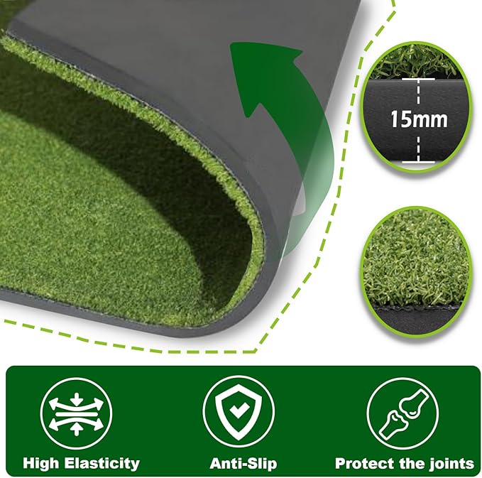 Dual-Turf Golf Trainining Mat, 5X4FT Thickened Indoor Golf Mat, 31/36mm Fairway & Rough Turf Chipping Swing for Backyard Garage,Outdoor (31/36mm Turf)