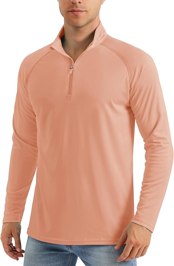 MAGCOMSEN Men's Long Sleeve Sun Shirts UPF 50+ Tees 1/4 Zip Up Fishing Running Rash Guard T-Shirts Outdoor Shirt