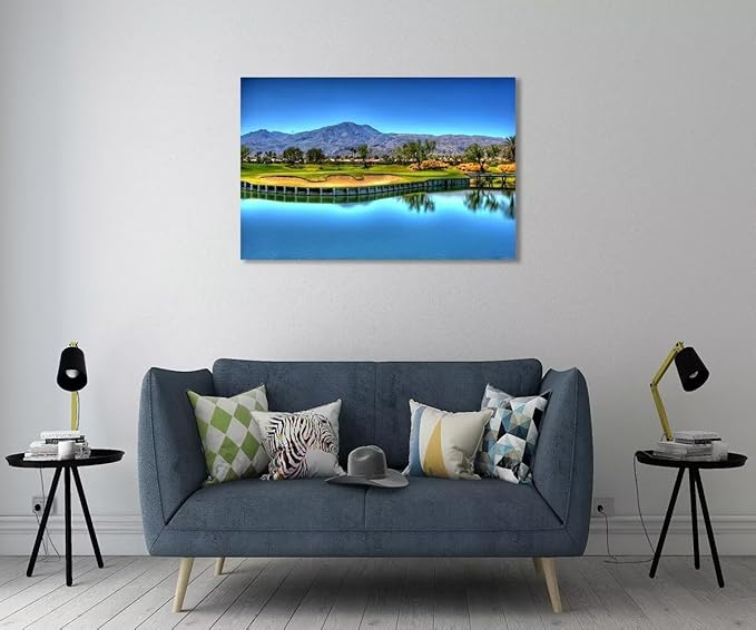 Augusta National Golf Course Wall Art for Living Room Bedroom Bathroom Home Decorations USA Georgia Golf Course Picture Poster Framed Artwork Canvas Prints Ready to Hang(24''H x 36''W)