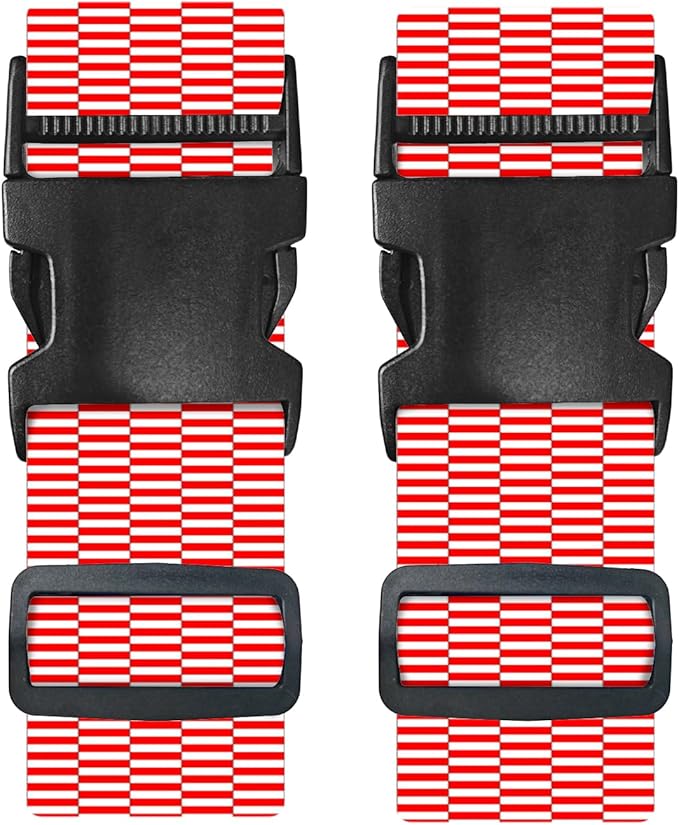 Nuxovilar Luggage Straps of 2 Set Red White Checkered Pattern, 1.96x90.5 inches - Luggage Straps for Suitcases, Suitable for Road Trips, Business Travel, Daily Commute