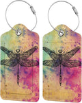 Dragonfly 2 Pcs Luggage Tags, Privacy Cover Id Label with Stainless Steel Loop and Address Card for Suitcases & Travel Bags