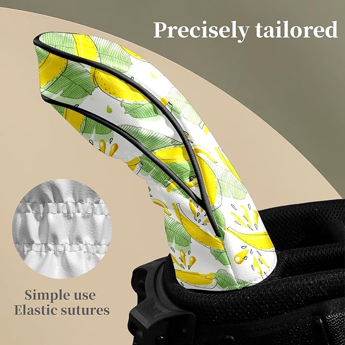 Premium Leather Golf Club Headcovers,Mango Pattern Fits Driver Hybrid Fairway 3/5 Wood,with Scratch-Resistant Lining, Gift for Men and Women