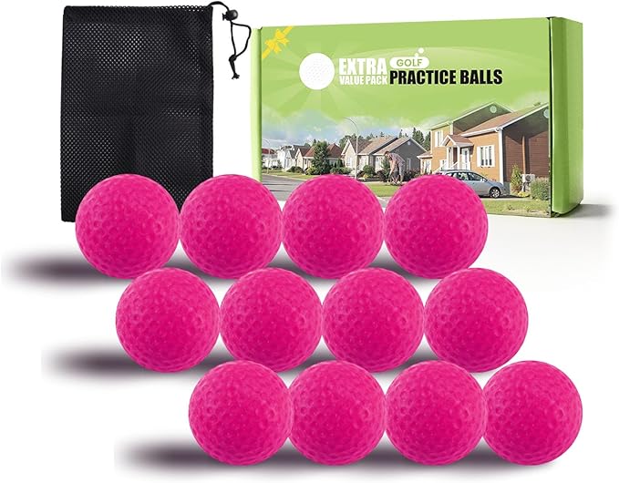 FINGER TEN Golf Practice Balls Foam Colored Value 12 24 50 Pack, Lightweight Golf Ball Limited Flight for Indoor Outdoor Driving Range Backyard Training Safe Practice Good Value