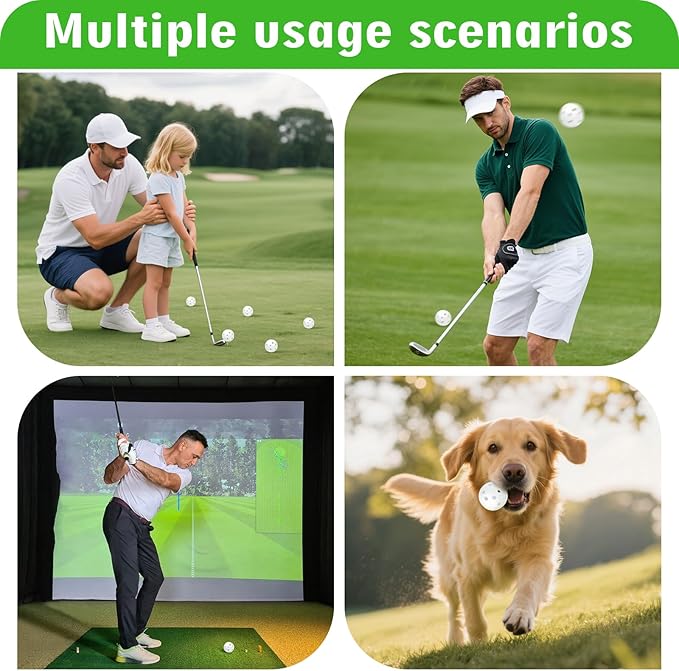 26 Pack Practice Golf Balls, 41mm Hollow Airflow Plastic Golf Balls with Golf Tees, for Indoor Outdoor Driving Range Backyard Swing Practice