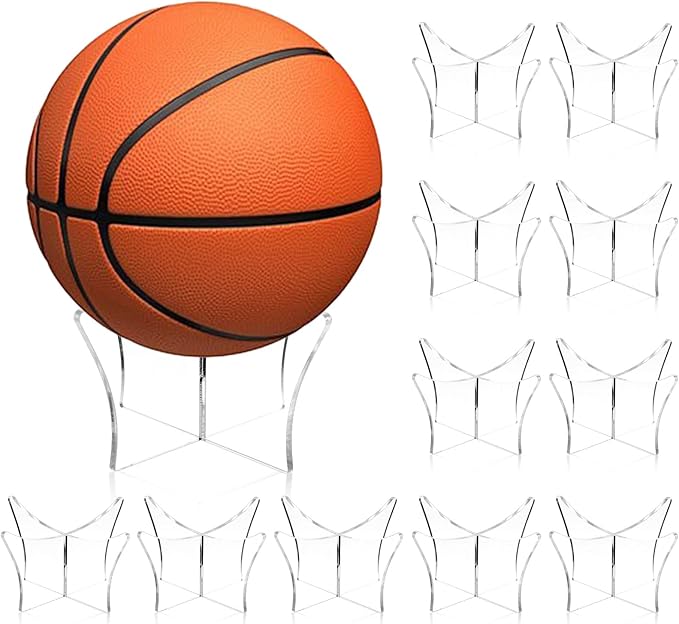12 Pack Acrylic Ball Display Stand, Basketball Holder Stand, Soccer Ball Holder Display, for Sports Memorabilia