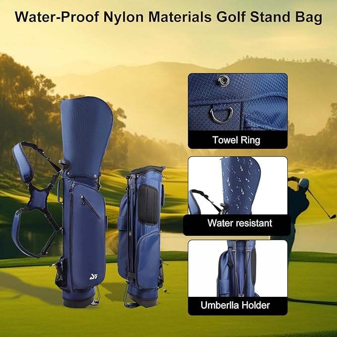 Golf Stand Bag – 2025 Upgraded Version with Cooler Pocket, Glove Patch & Tee Holder, Lightweight Sunday Golf Bag for Men & Women