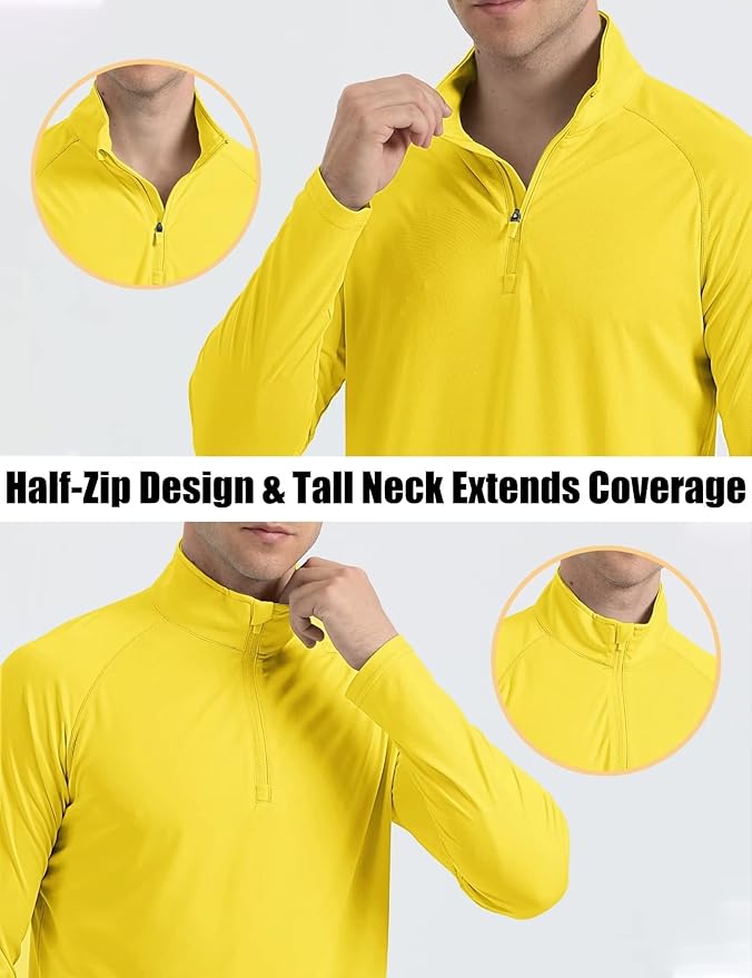 MAGCOMSEN Men's Long Sleeve Sun Shirts UPF 50+ Tees 1/4 Zip Up Fishing Running Rash Guard T-Shirts Outdoor Shirt