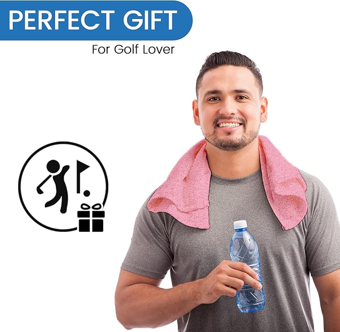 Personalized Passion Golf Towel with Embroidered Name - 16"x26" Custom Golf Towels with Clip - Soft & Highly Absorbent Plush Velour - Easily Wipes Away Sweat and Dirt - Gift for Golfers - Light Pink