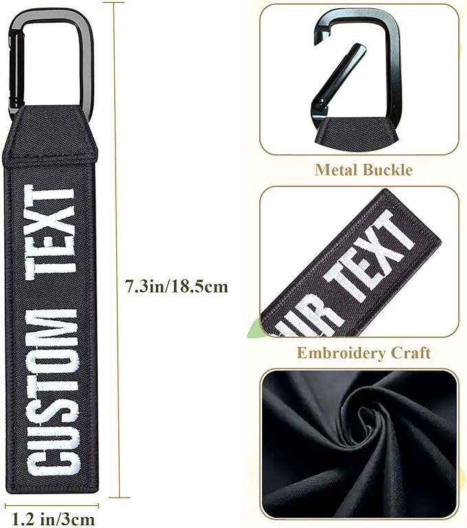 Personalized Key Tags, Custom Double-Sided Embroidery Name Number Keychain Tags, ID Identifiers Labels with Clip for Women Men Travel Bag Suitcase Keys, Baggage Tags to Quickly Spot Luggage Suitcase