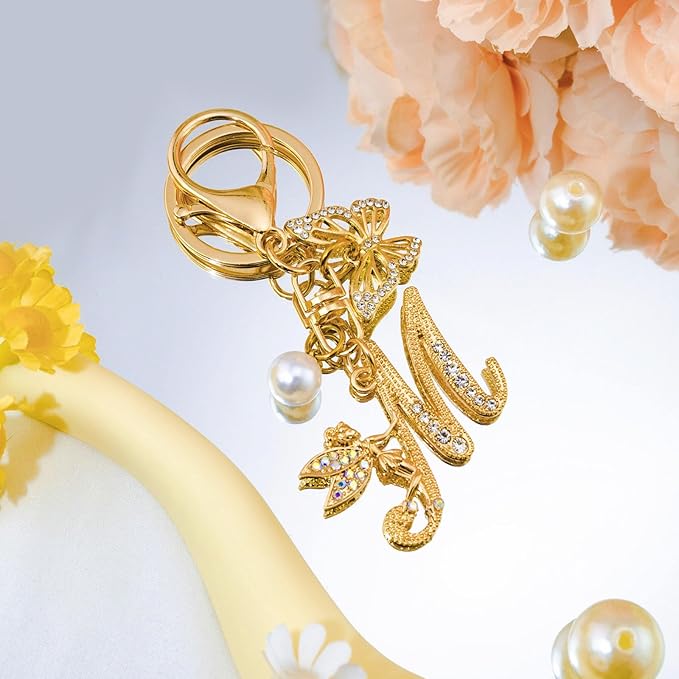 Initial Keychain Bag Charm Women Purse Charms for Handbags Accessories Charm for Wallet Butterfly Pendant for Girls