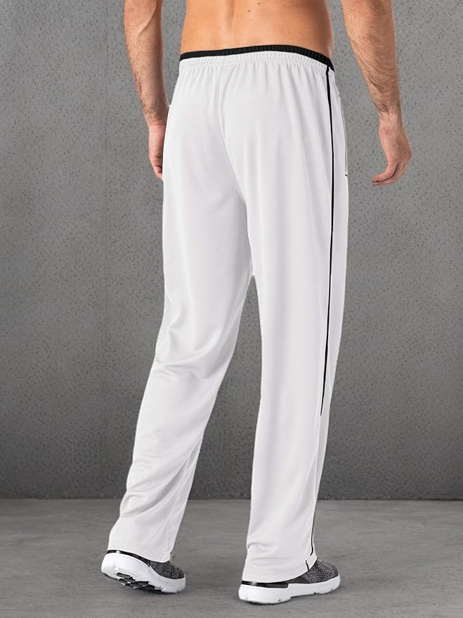 MAGNIVIT Men's Lightweight Sweatpants Loose Fit Open Bottom Mesh Athletic Pants with Zipper Pockets