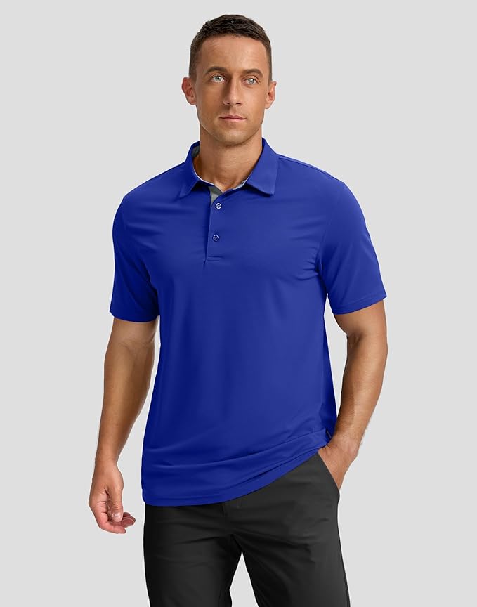 Men's Golf Shirts Dry Fit Moisture Wicking Performance Short Sleeve Collared Polo Shirts for Casual Athletic Business