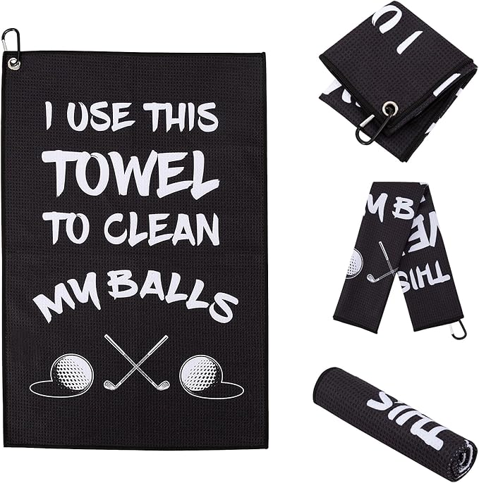 Golf Accessories Towel Gifts for Men -Funny Towel Cleaning Cloth with Clip for Bags Golf Balls & Clubs, Gifts for Him Golfer Husband Boyfriend Christmas Birthday Valentines Day Fathers Day Retirement