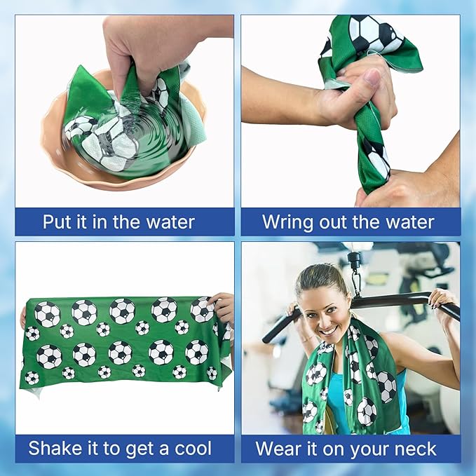 OPSO Soccer Cooling Towel Set, 40 x 12 inches, 12 Pack, Microfiber Sports Towels for Baseball, Soccer, Golf LCE Towel Microfiber Sports Towels for Player