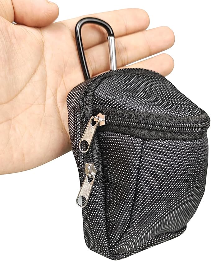 Golf Balls Pouch Bag Pocket Golf Ball Holder for Men Women Golf Tees Bag Pouch with Carabiner 2-Layers Zipper Golf Bags, 12*8*9CM, Quantity: 1