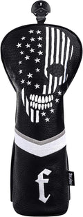 mytag Skull Skeleton Golf Head Covers Black Synthetic Leather Golf Headcovers Set Fits Driver Fairway Wood Hybrid/Utility Putter Iron Wedge Headcover