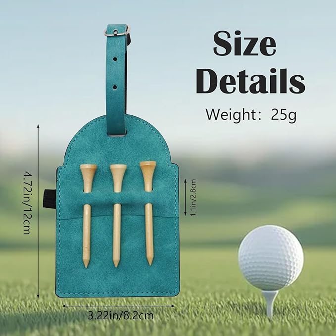 Personalized Golf Tee Bag Tags Custom Golf Tee Holders for Golf Bag，3 Wooden Tees Leather Gift for Golfer Men Women Dad Grandpa, or Uncle