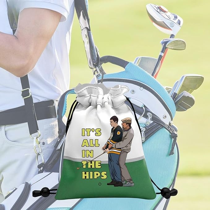 Artpreti Funny Golf Valuables Pouch,Golf Pouch Bag with Drawstrings Golf Tee Bag for Men Women - It's All In the Hips