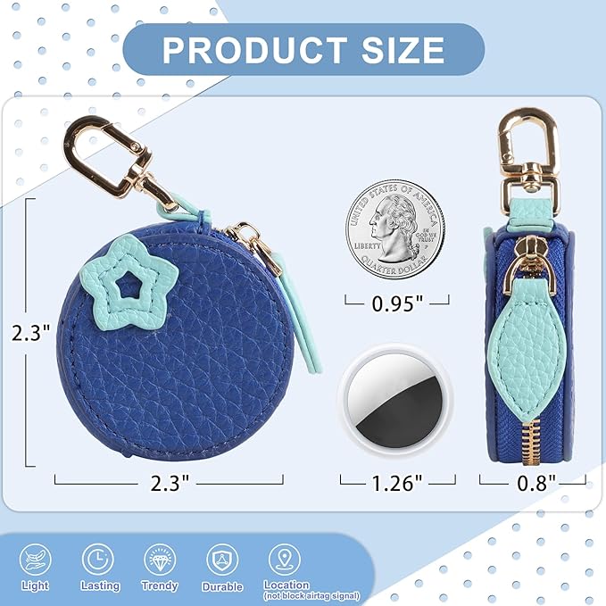 XSUIOY Orange Fruit Coin Purse Keychain Bag Charm, Mini Leather Coin Purse & Pouch Airtag Holder Keychain, Kawaii Bag Charms for Handbag, Tote, Keys, Airtag, Gifts for Girls & Women