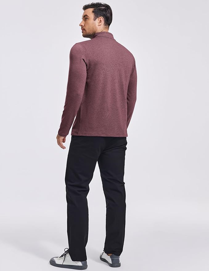 PINSPARK Men's Quarter Zip Up Pullover Mock Neck Sweatshirts Long Sleeve Golf shirts Performance Athletic Casual Workout