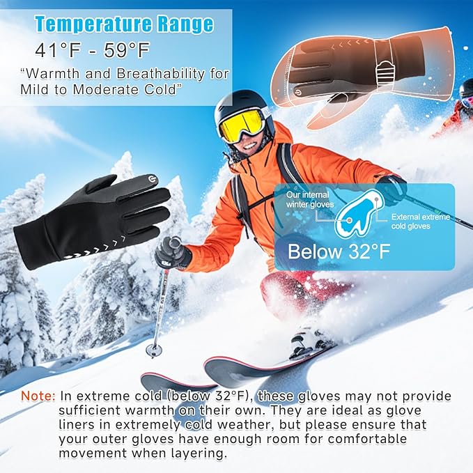 Cierto Winter Gloves Men Women: Touch Screen Thermal Cold Weather Gloves,Mens Womens Windproof Warm Gloves for Running Hiking Cycling Driving