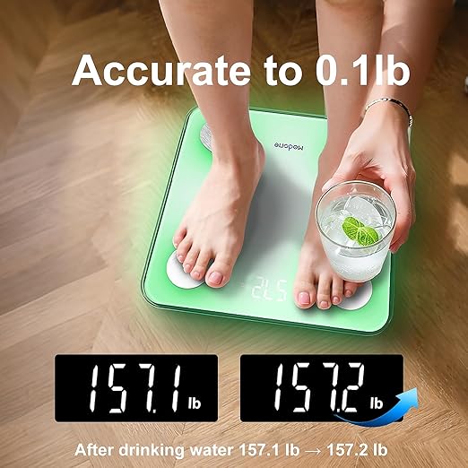 Scale for Body Weight, Digital Weight Scale with Color-Changing, Most Accurate to 0.2lb, Bluetooth Bathroom Scale with Bmi, Body Fat, Muscle Mass, 18 Body Composition Analyzer Sync App, 400 lbs-White
