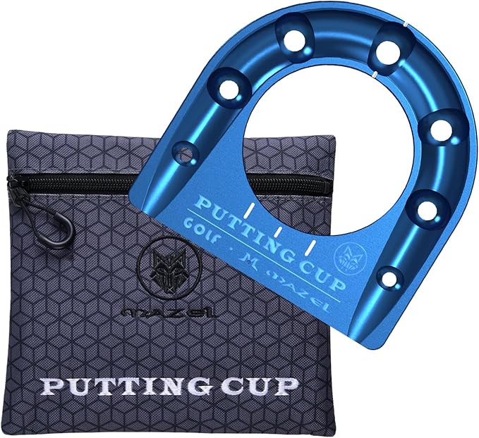 MAZEL Golf Putting Cup Hole Accuracy Trainer - Anodized Milled Aluminum Alloy Putting Training Aid for Indoor Outdoor Practice, with Carry Bag