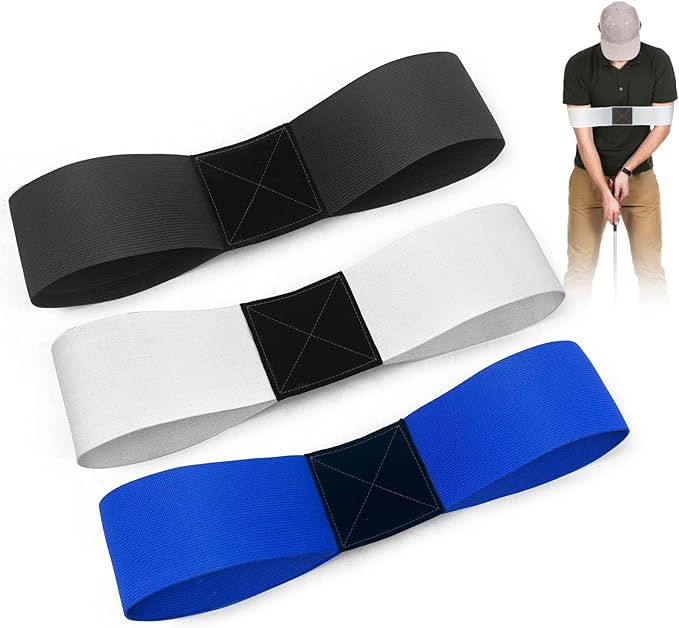3 Pcs Golf Swing Trainer Arm Band - Body Connection Band for Consistent Swing Plane, Wrist Stability & Golf Swing, Golf Training Aid for Men (Black,Blue,White)