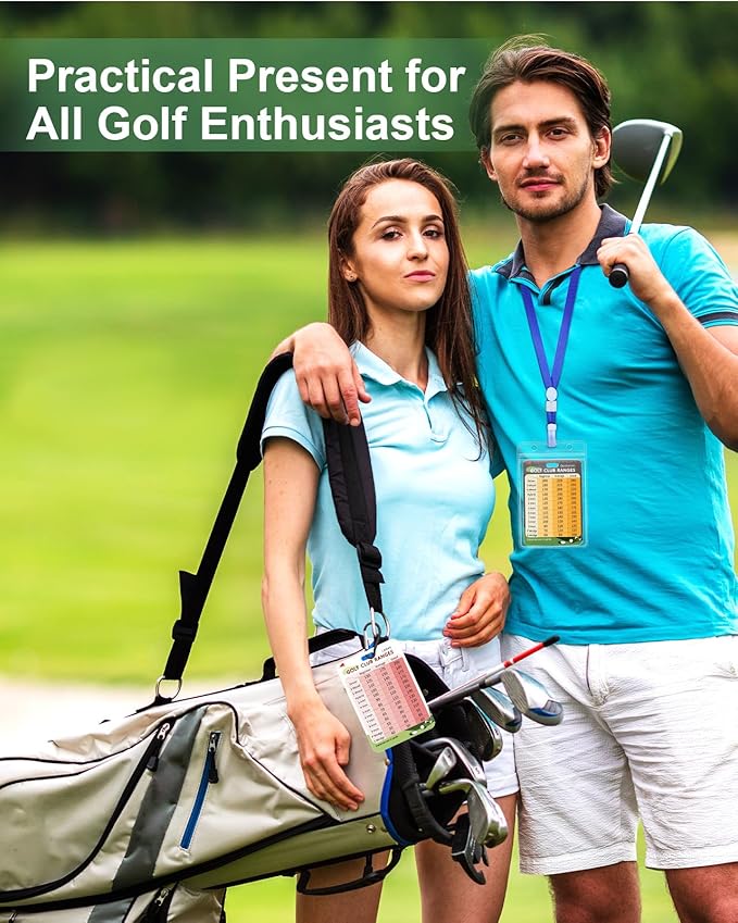 Swooflia Golf Club Distance Card - 2 Pack or 1 Pack Golf Club Range Chart Card, Swing Minder Reference & Blank Distance Yardage Scorecard, Golf Bag Accessories Gifts for Men Women Golfers