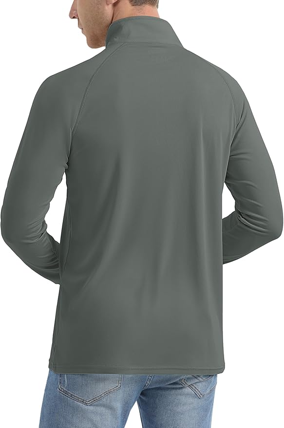 MAGCOMSEN Men's Long Sleeve Sun Shirts UPF 50+ Tees 1/4 Zip Up Fishing Running Rash Guard T-Shirts Outdoor Shirt