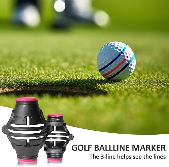 1 Pack 360° Triple Line Golf Ball Marker，Golf Ball Line Marker Tool，Golf Ball Marker Stencil，Alignment Ball Marker，Golf Accessories