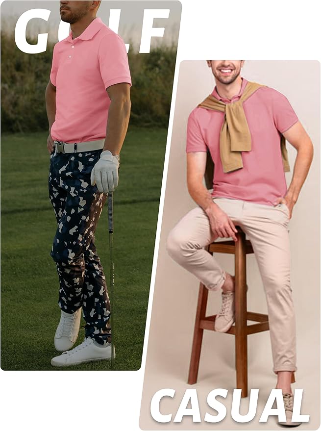 TACVASEN Mens Golf Shirt Dry Fit Mens Polo Shirts Short Sleeve Performance Golf Polos for Men with Collar Work Shirts