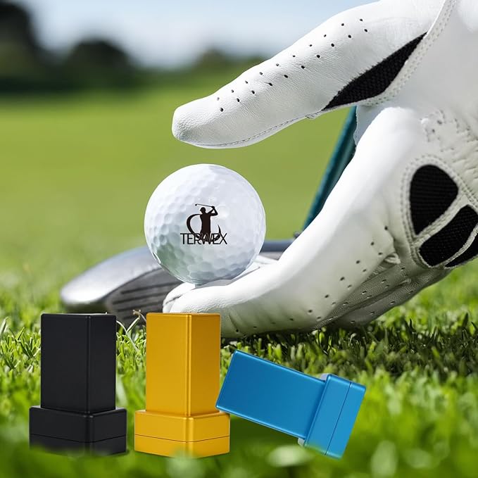 Custom Golf Ball Stamp | Self-Inking Golf Stamp with Magnetic Leather Golf Ball Marker Set | Quick-Dry Permanent Golf Balls Marking Tool | Golf Accessories Birthday for Men Dad