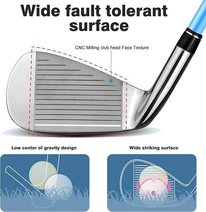 PGM 17 Pcs Women's Golf Club Set with Graphite Shaft for Right Handed Includes 4 Titanium Woods(#1,3,5,4H), 6 Irons(#6,7,8,9,PW,SW), and Putter, Random Golf Stand Bag and Headcover