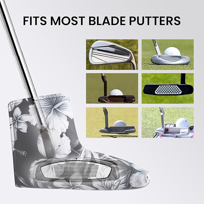 FINGER TEN Golf Blade Putter Cover Premium Synthetic Leather Stylish Design, Universal Headcover Waterproof Protection, Durable Headcovers Covers Fit Most Blade Putters for Men Women