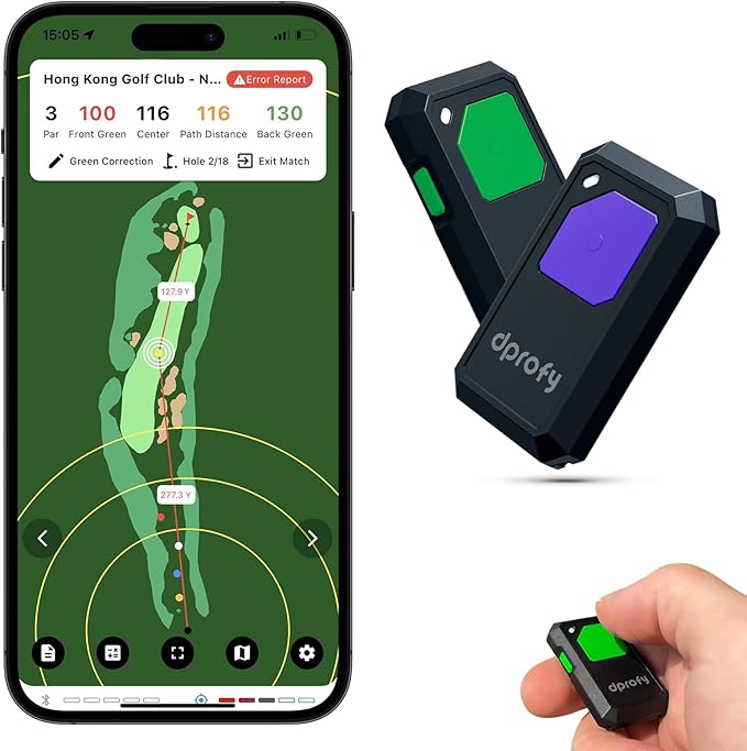 Dprofy Golf GPS Range Finder Work with Dprofy APP, 2Pcs Golf GPS Devices with Voice Output Course and Hole Distance Information, Support Two People Use