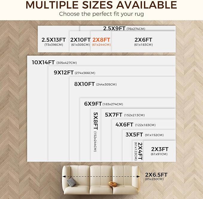 BAGAIL BASICS 2 x 8 FT Rug Pad Gripper for Hardwood Floors, Non Slip Rug Pads for Area Rugs, Extra Thick Under Rug Padding, Protect Your Rugs & Floors