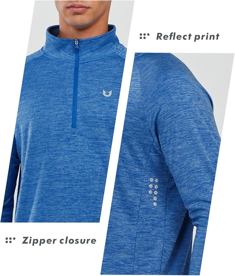NORTHYARD Quarter Zip Pullover Men Running Shirt Long Sleeve Moisture Wicking Quick Dry Athletic Workout Shirts