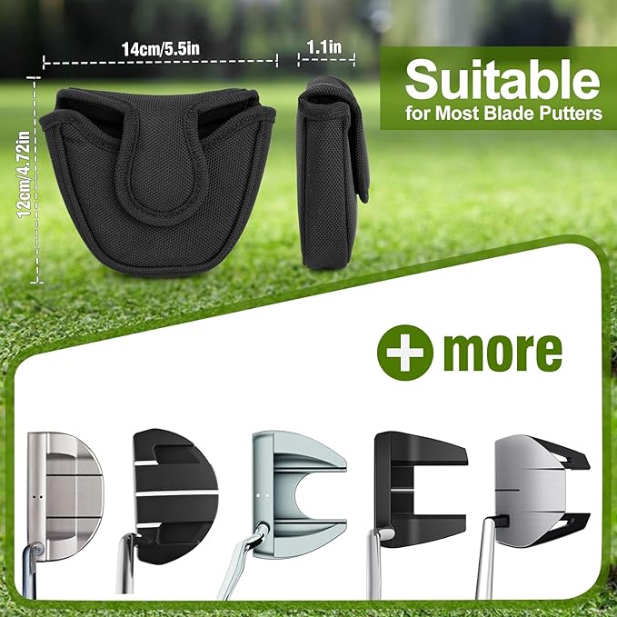 Golf Putter Covers Mallet Putter Headcover with Magnetic Closure Golf Club Cover for Most Brand