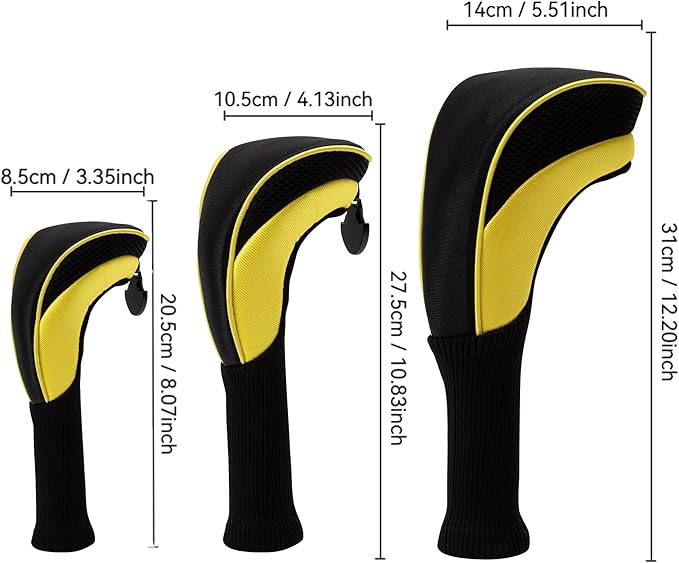 Golf Head Covers for Fairway Woods Driver Hybrids 5 Pieces Nylon Mesh Sports Fan Golf Club Headcovers-Golf Accessories for Men Women.