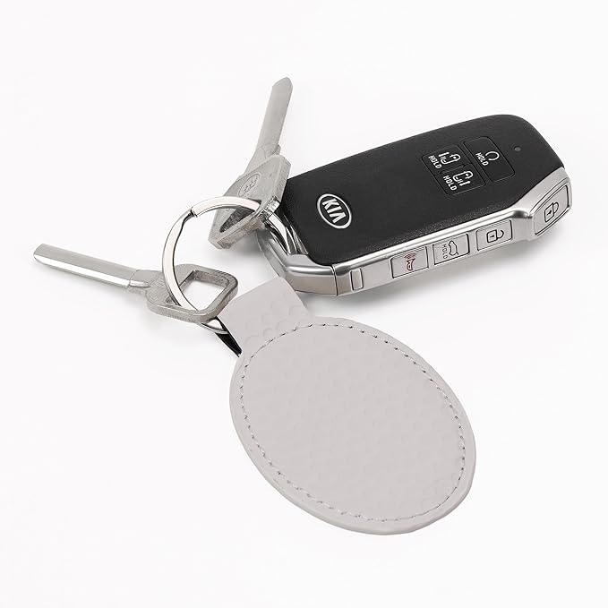 LaserGram Oval Keychain, Palm Trees, Personalized Engraving Included (Golf White)