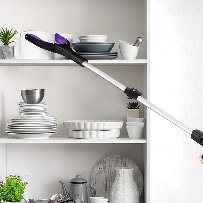 2 Pack 32 inch FDA Registered GrabRunner Heavy Duty(up to 10 lbs) Reacher Grabber Tool with Strong Magnetic (New Purple)