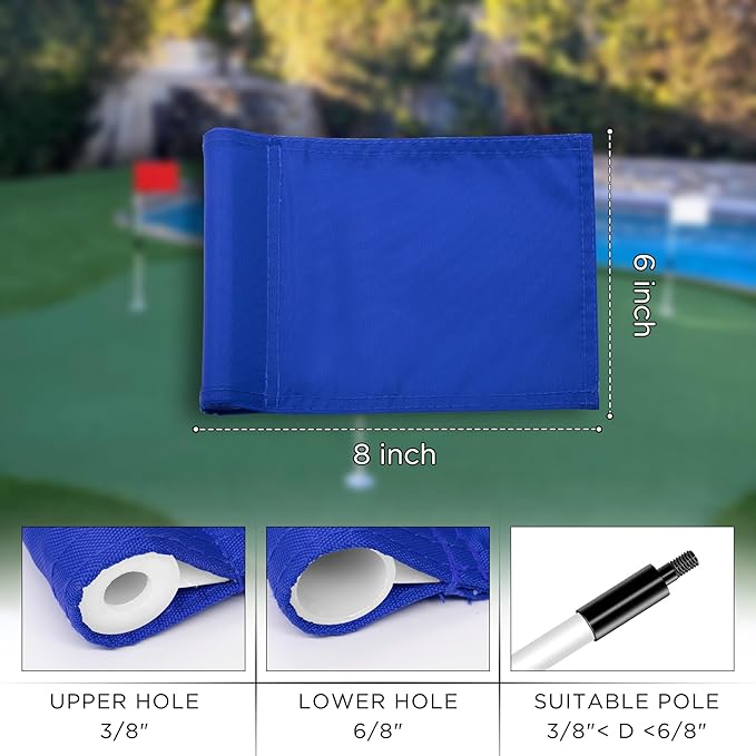 KINGTOP Solid Golf Flag All 8x6 Inch - 420D Nylon, Tube Inserted - Mini Putting Green Flags for Backyard Practice