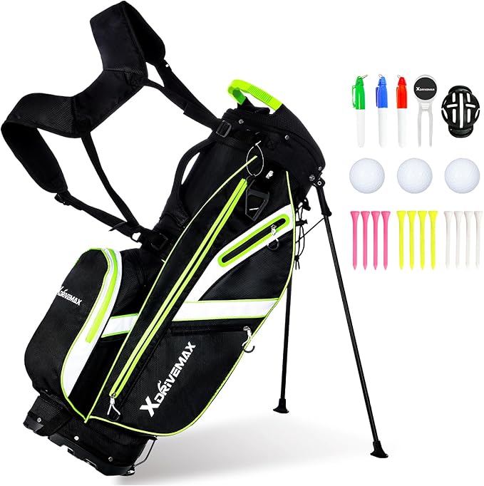 Golf Stand Bag, Lightweight Golf Bag with 8-Way Top Dividers, Golf Bag for Men & Women with Adjustable Dual Strap, Rain Cover, Cooler and Golf Accessory Kit