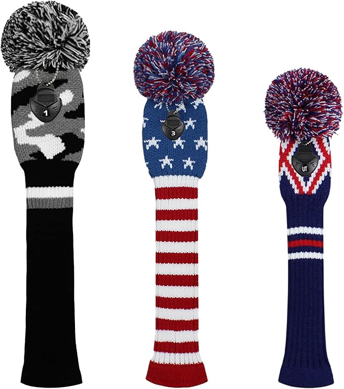 Scott Edward Knit Golf Head Covers for Woods Set of 3 Fits Well Driver(460cc) Fairway Wood and Hybrid(UT) The Perfect Change for Golf Bag