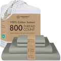 Threadmill Luxury 800 Thread Count Full Size 100% Cotton Sheets - Moonrock Grey Sateen Weave Bed-Sheets, Better Than Egyptian Cotton, 4 Pc Solid Bed Set, Fits 16" Deep Pocket