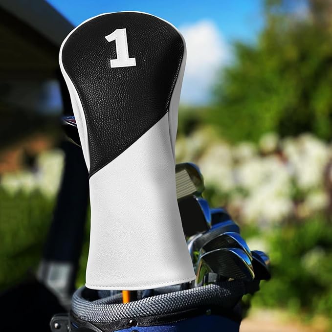 FINGER TEN Golf Club Head Covers for Woods Driver Fairway Hybrid with Interchangeable Number Tag 1 3 5 Premium Leather Headcovers for Women Men