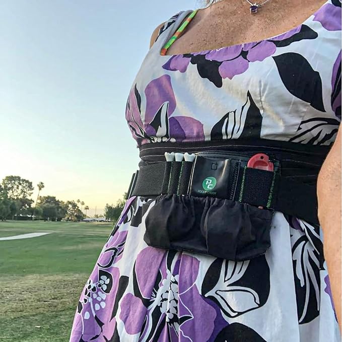 Golf Valuables Pouch Bag - Golf Balls Bag for tees, Balls, Ball Marker, Divot Repair Tool, Keys, Cards & Cash - Golf Caddy Belt Pouch for Women & Men- Golf Accessories Gift for Golfers