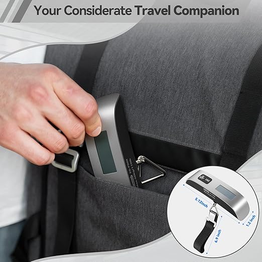 Luggage Scale 2 Pack Dr.meter Travel Scale Essentials Backlight LCD Display 110lb/50kg Luggage Weight Scale Portable Handheld Scale with Rubber Paint, Temperature Sensor, Battery Included