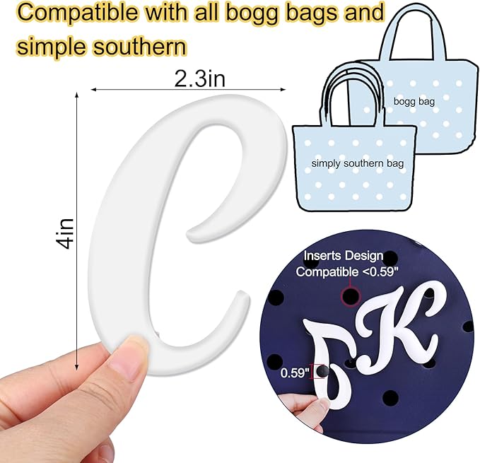 Mity rain Letter Charms for Bogg Bag，Alphabet Lettering Accessories Charms Compatible with Bogg Bag Original All Models, Insert Decorative Letter for Handbag Beach Tote Bag C